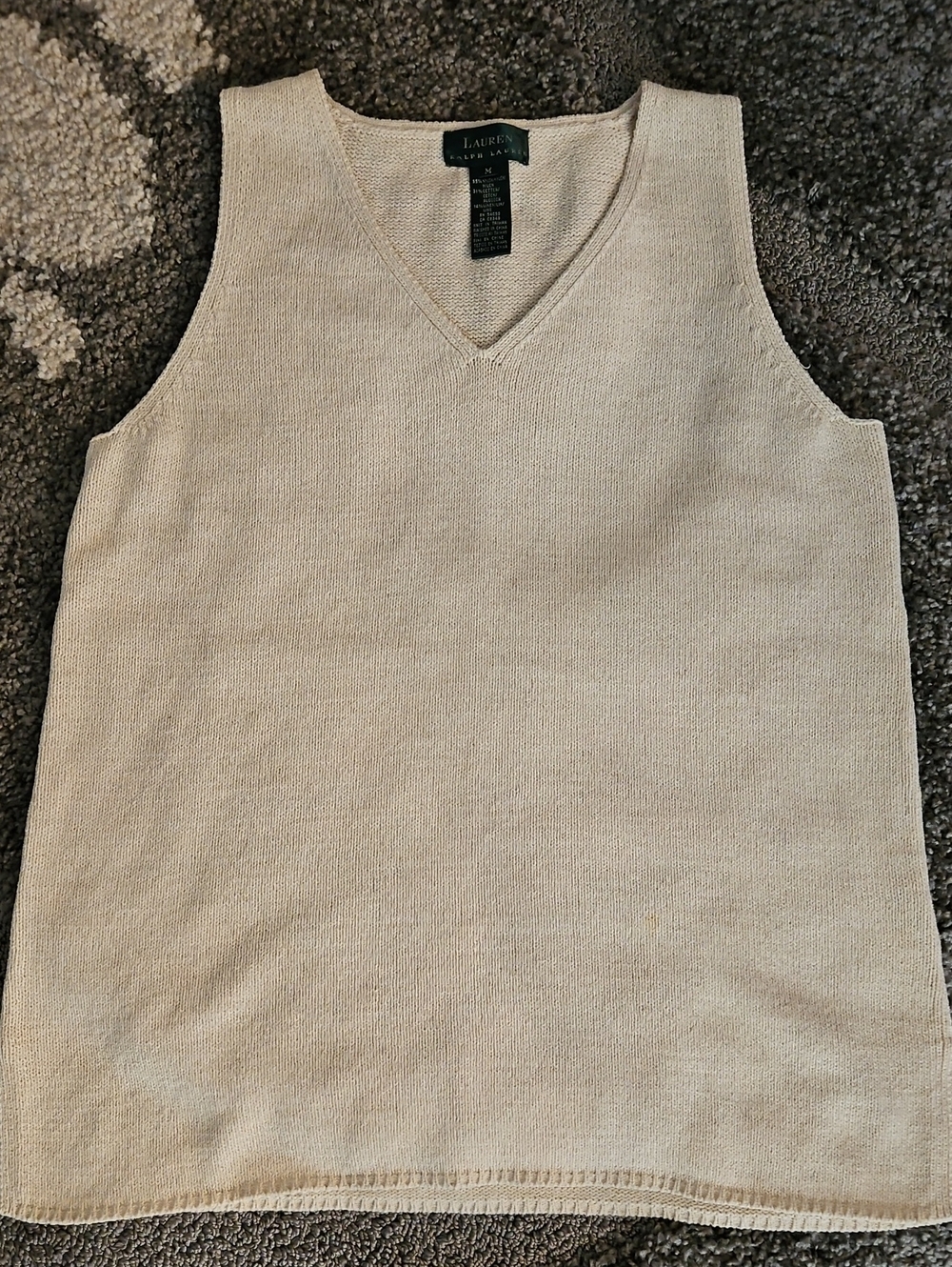 LAUREN -RALPH LAUREN LINEN BLEND V NECK VEST SZ  M